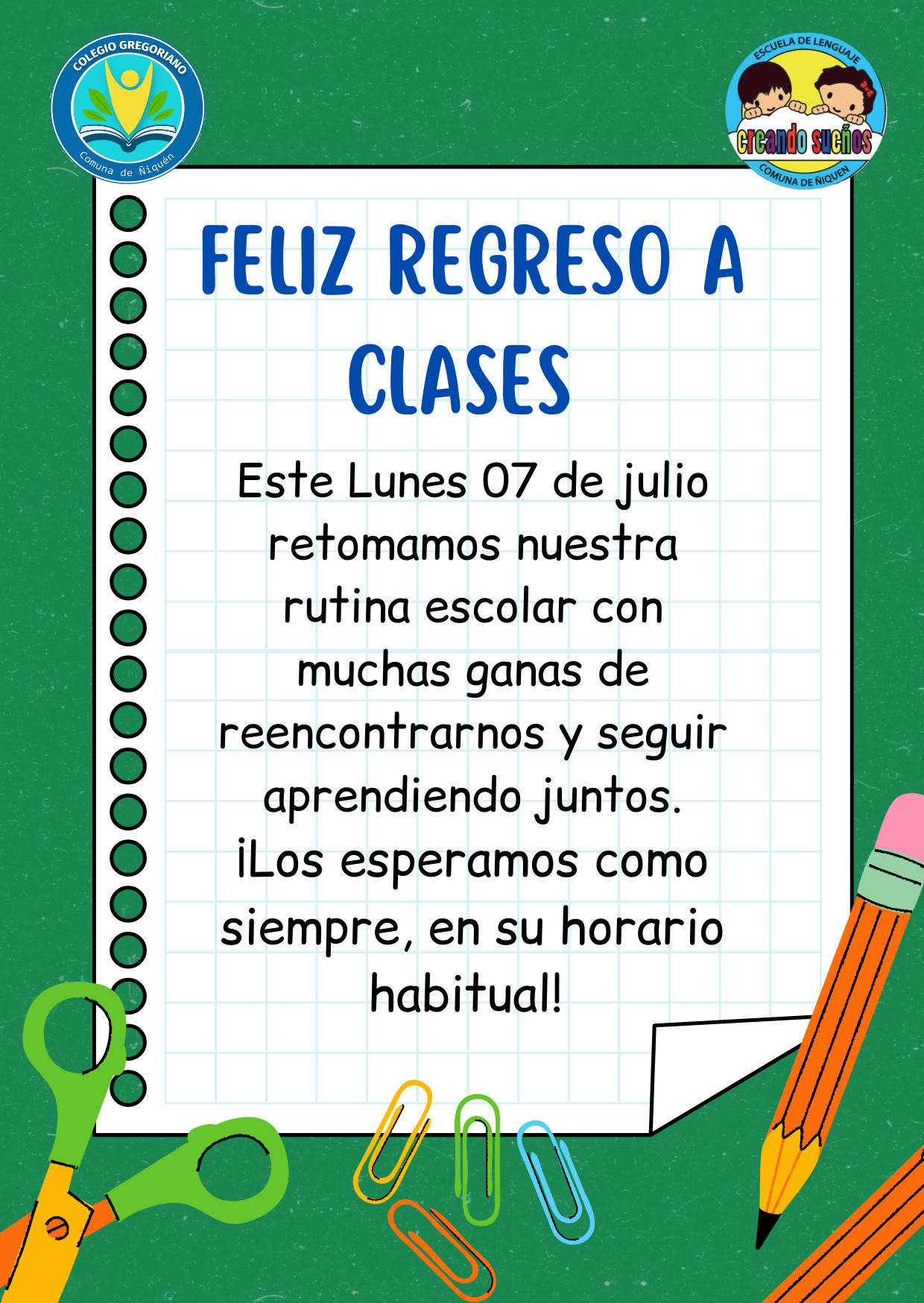 Afiche regreso a clases